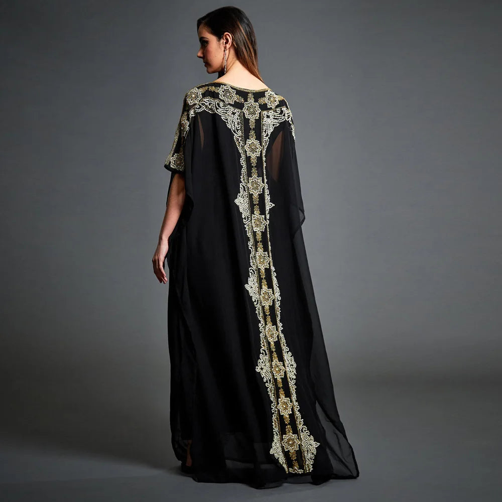 Quality MooMoo Clothing for Women | Robes Summer Dress Elegant Long Black Kaftan| MooMoo Dress